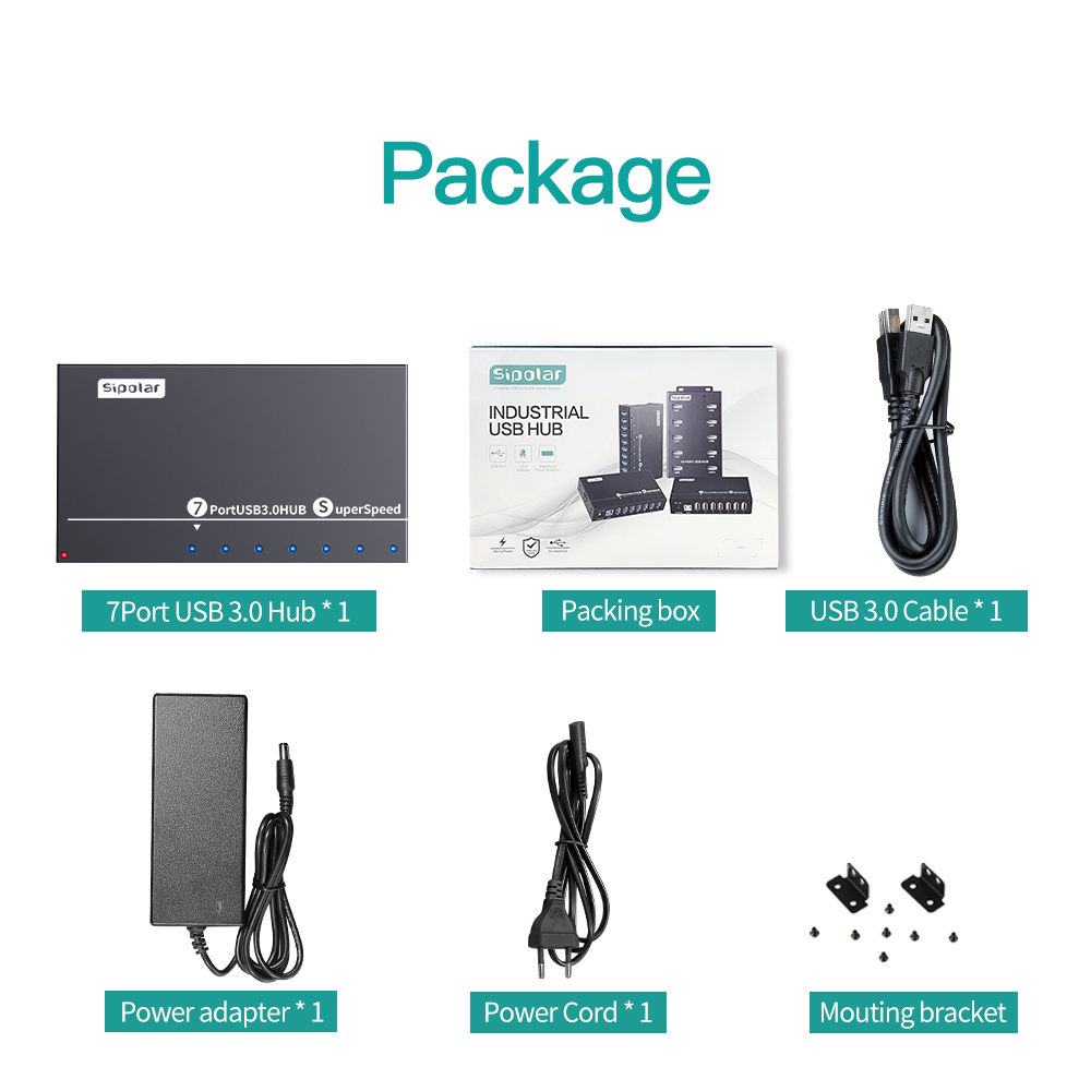 A173 7 Ports USB3.0 Metal Indu - огляд і ціна Usb Hub