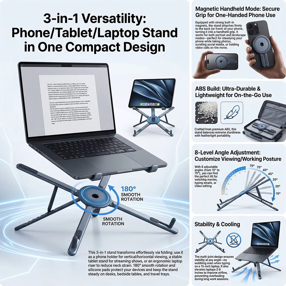 Portable Magnetic Phone Holder - огляд і ціна Laptop Stand