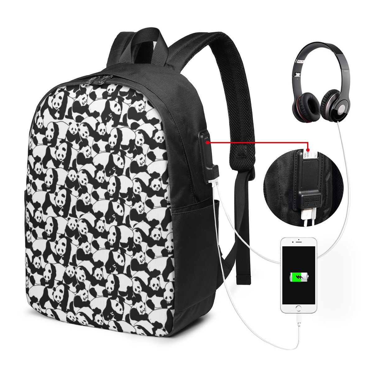 Panda Pattern Backpack Travel  - огляд і ціна Laptop Bag